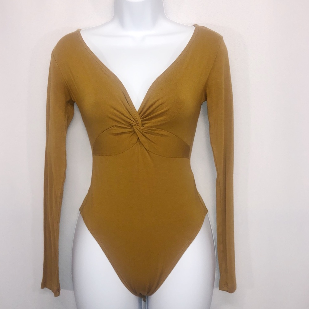 Forever 21 Mustard colored tie body suit